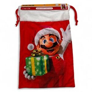 Super Mario Cinch Sack Christmas Holiday Stocking Nintendo Gift Bag NEW‎